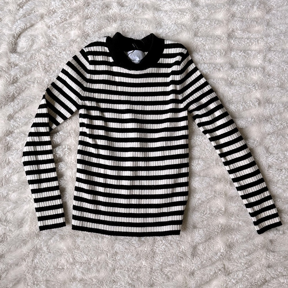 Never worn ZARA black and white/cream striped sweater
